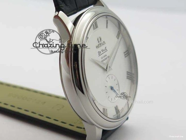 0404 Flexible De Ville MK 1:1 Best Edition SS White Dial On Black Leather Asian Seagull T1701 (Sec@6) 8244